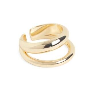 LOREN STEWART Deux Women's Size 7 Gold Plated Brass Double Open Band Ring.